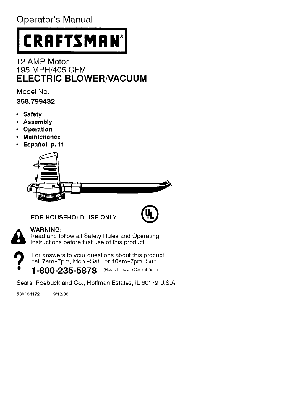 Craftsman 358.799432 User Manual | 10 pages