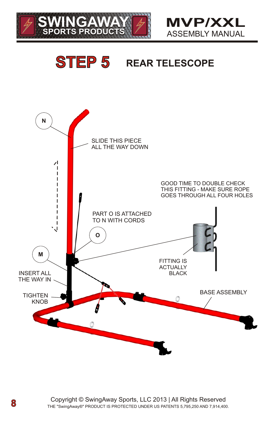 Step 5, Swingaway, Mvp/xxl | Rear telescope | SwingAway SWGSB100 User Manual | Page 10 / 24