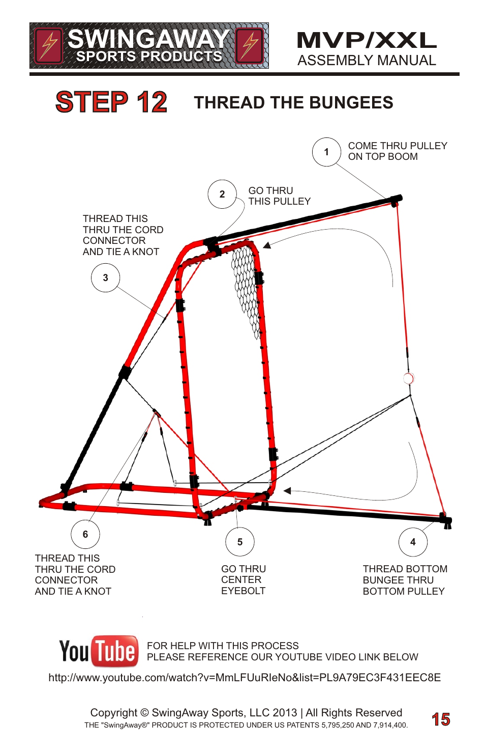 Step 12, Swingaway, Mvp/xxl | Thread the bungees | SwingAway SWGSB100 User Manual | Page 17 / 24