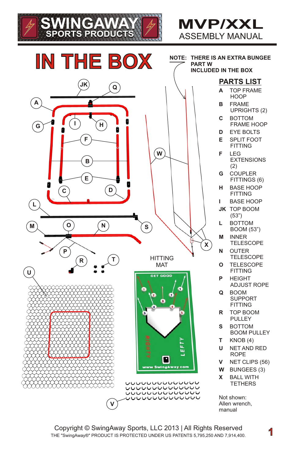 Swingaway, Mvp/xxl, Assembly manual | Sports products | SwingAway SWGSB100 User Manual | Page 3 / 24