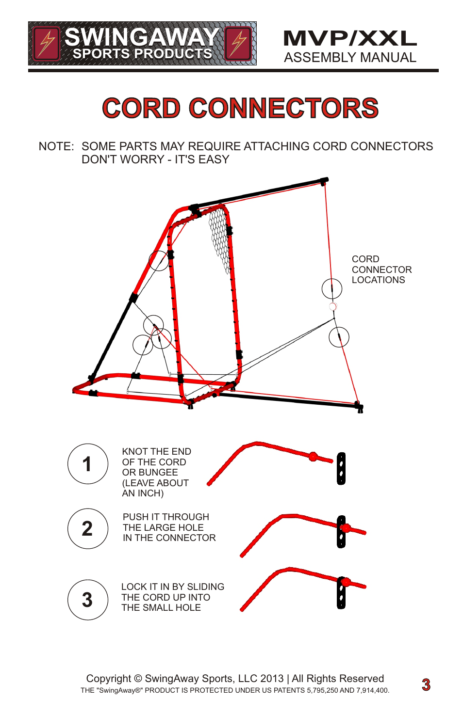 Cord connectors, Swingaway, Mvp/xxl | SwingAway SWGSB100 User Manual | Page 5 / 24