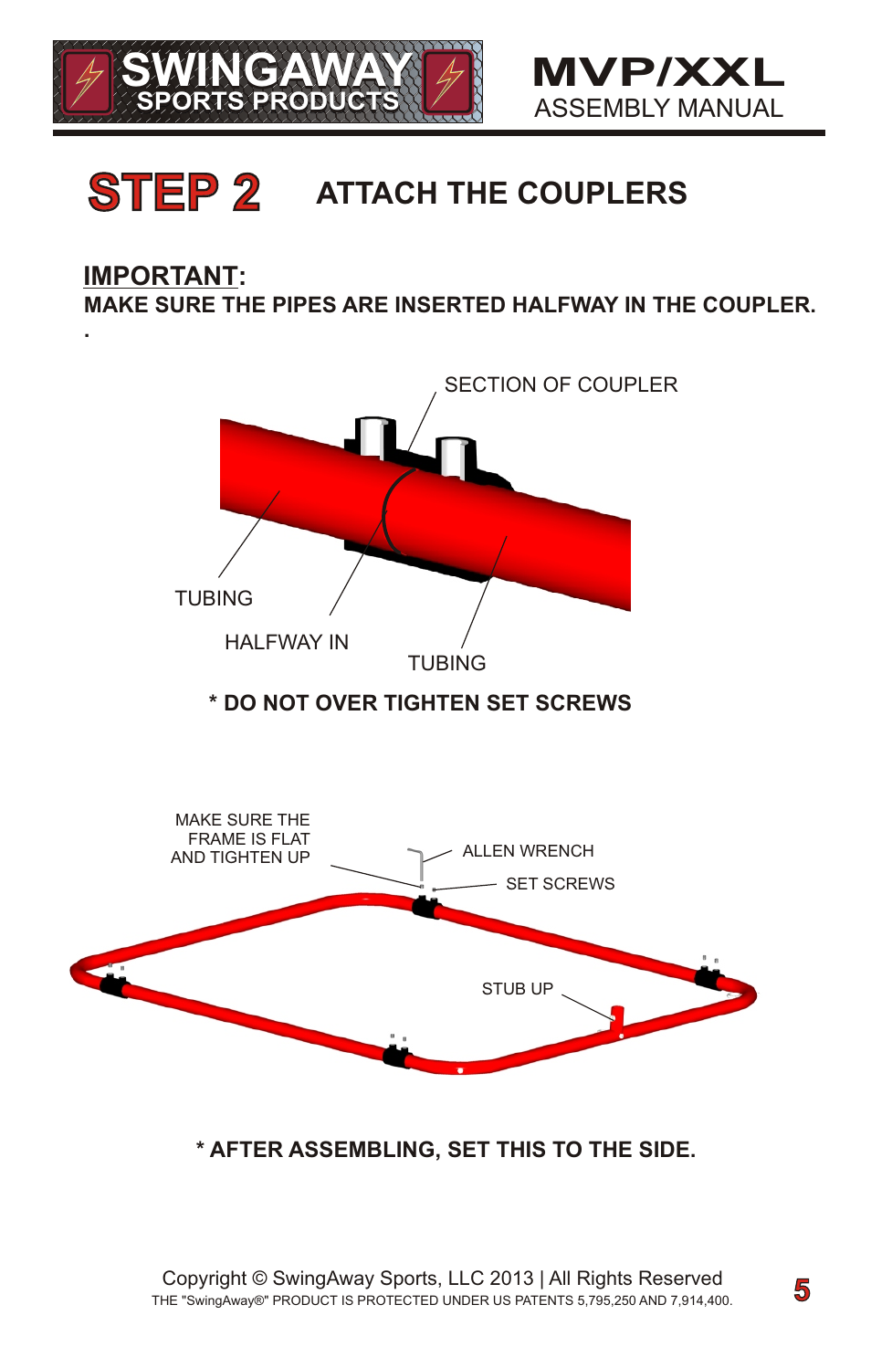 Step 2, Swingaway, Mvp/xxl | Attach the couplers | SwingAway SWGSB100 User Manual | Page 7 / 24