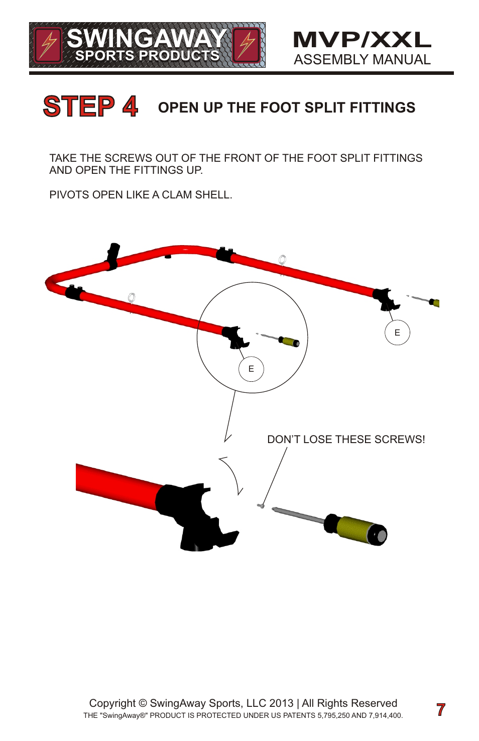 Step 4, Swingaway, Mvp/xxl | SwingAway SWGSB100 User Manual | Page 9 / 24
