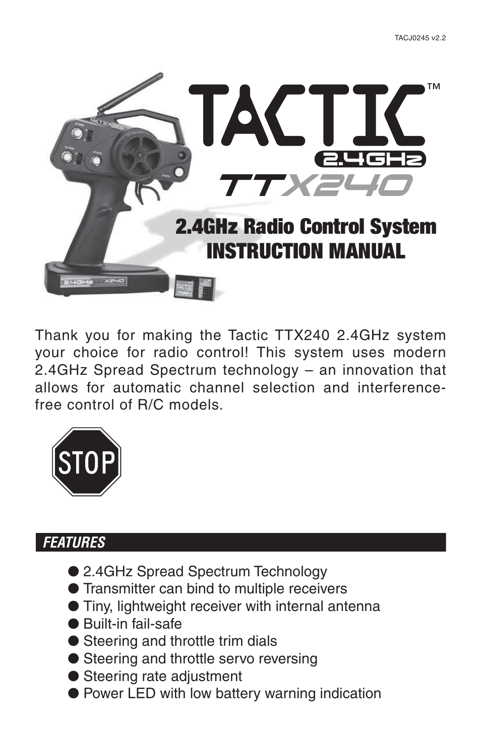 Tactic TTX240 2-Ch SLT Surface User Manual | 8 pages