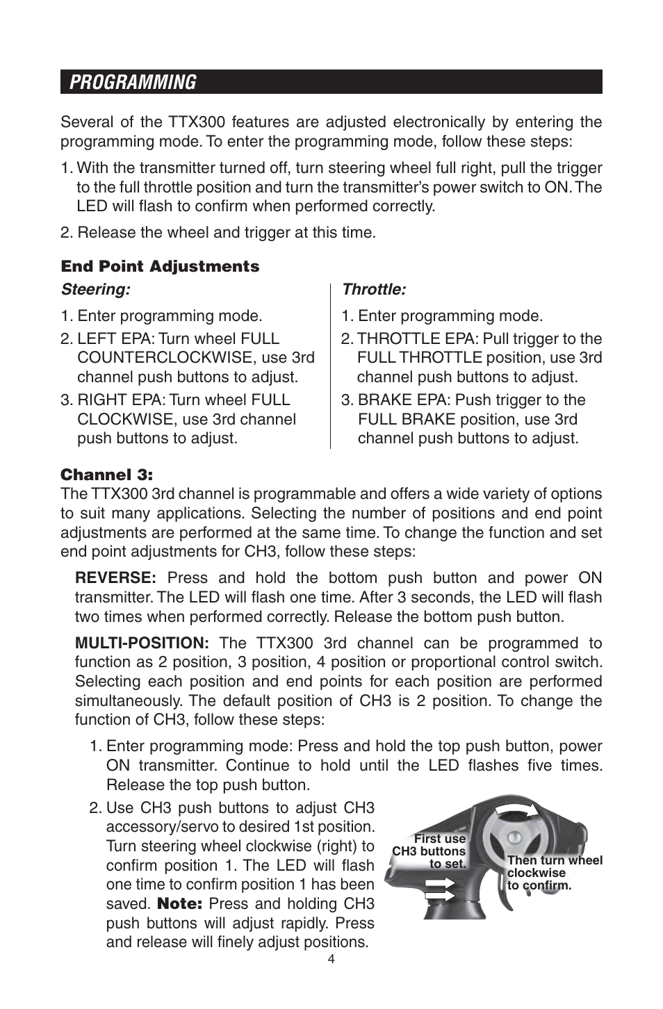 Programming | Tactic TTX300 3-Ch SLT User Manual | Page 4 / 12
