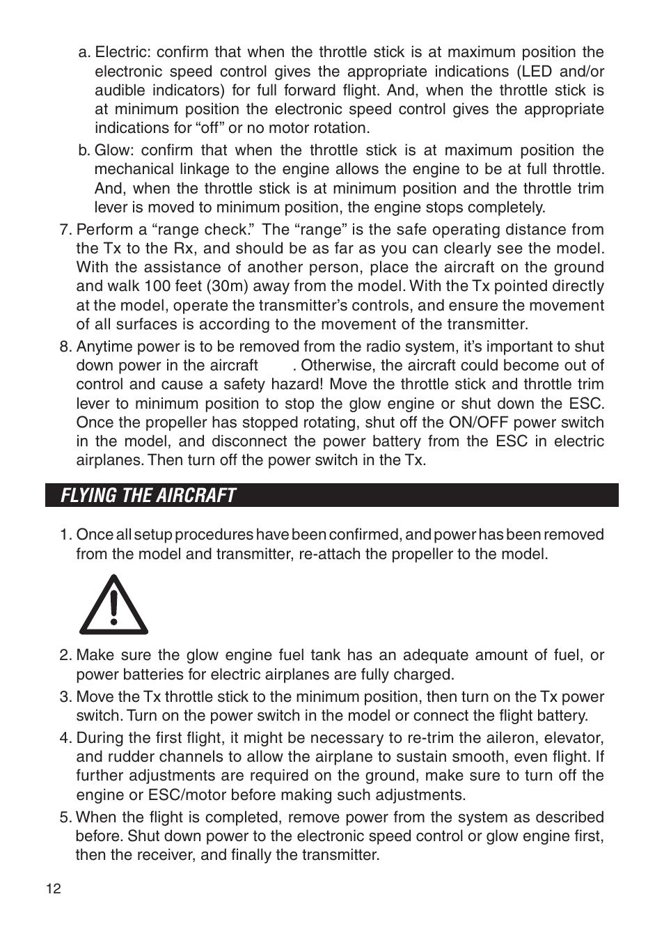 Flying the aircraft | Tactic TTX404 4-Ch SLT User Manual | Page 12 / 20