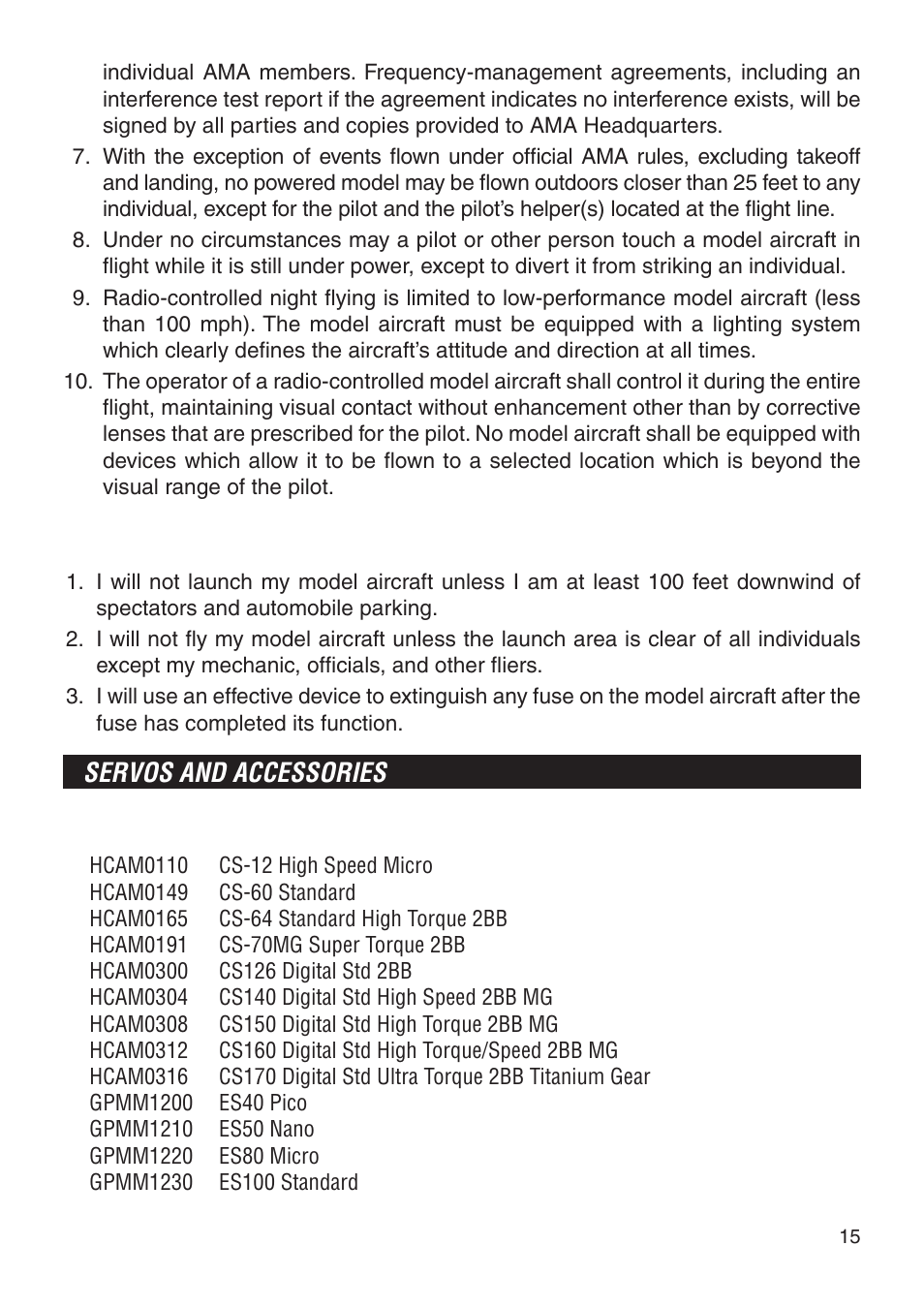 Servos and accessories | Tactic TTX404 4-Ch SLT User Manual | Page 15 / 20