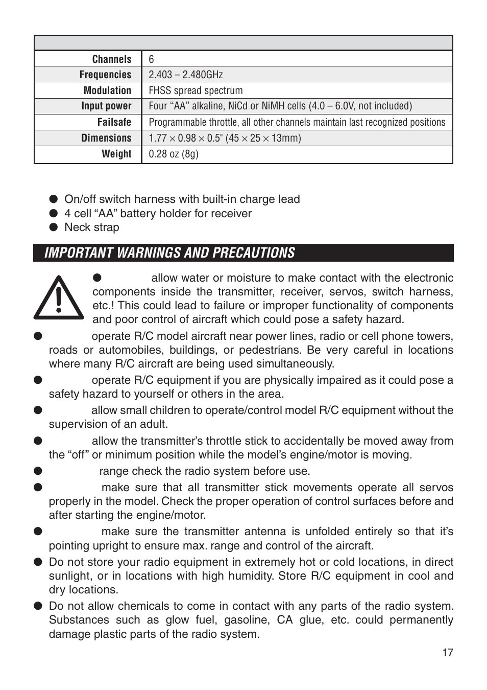 Important warnings and precautions | Tactic TTX404 4-Ch SLT User Manual | Page 17 / 20