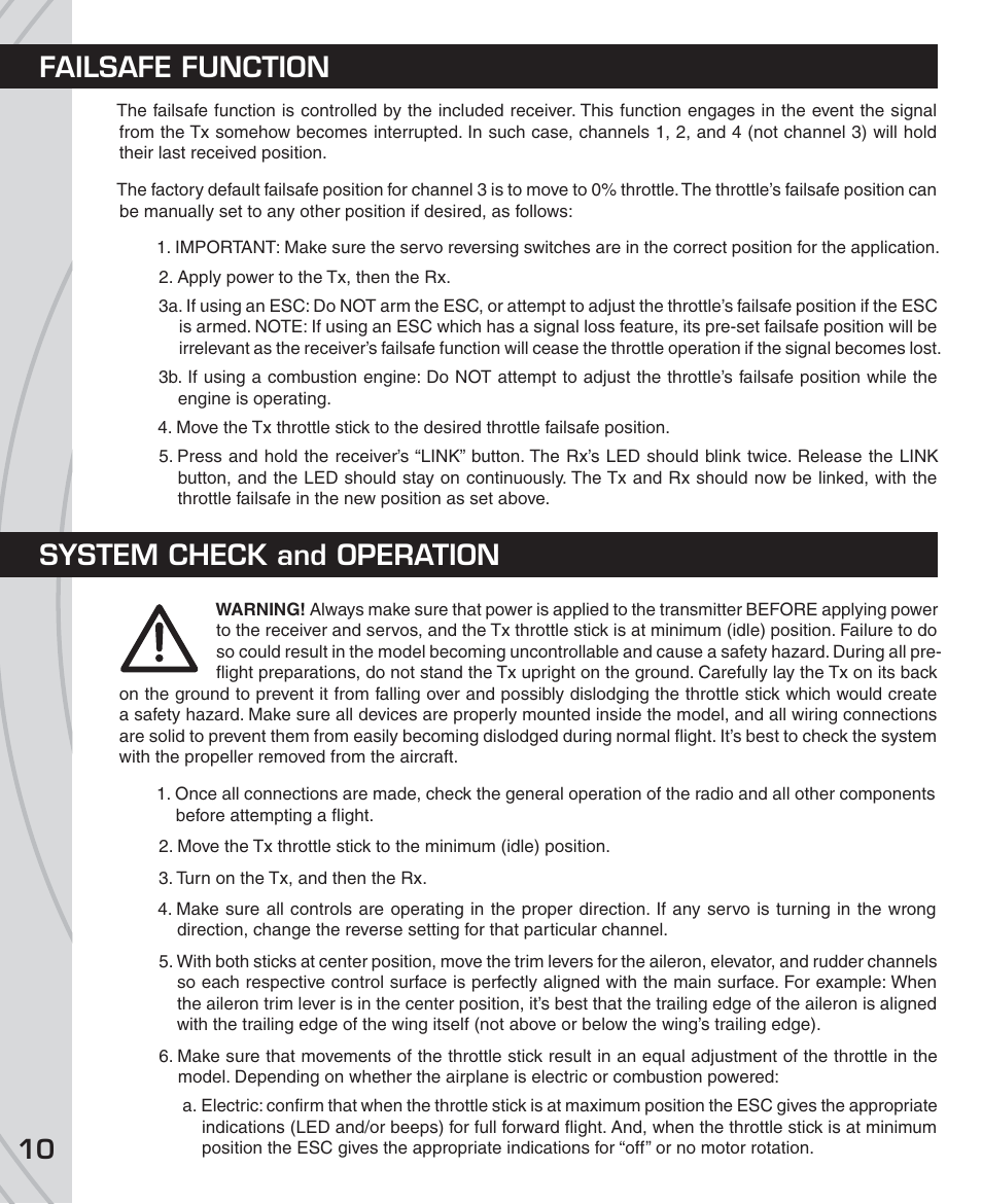 Failsafe function system check and operation | Tactic TTX410 4-Ch SLT User Manual | Page 10 / 16