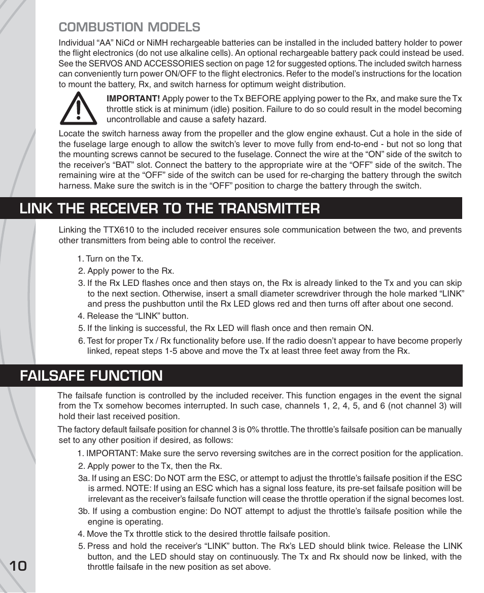 Combustion models | Tactic TTX610 6-Ch SLT User Manual | Page 10 / 16