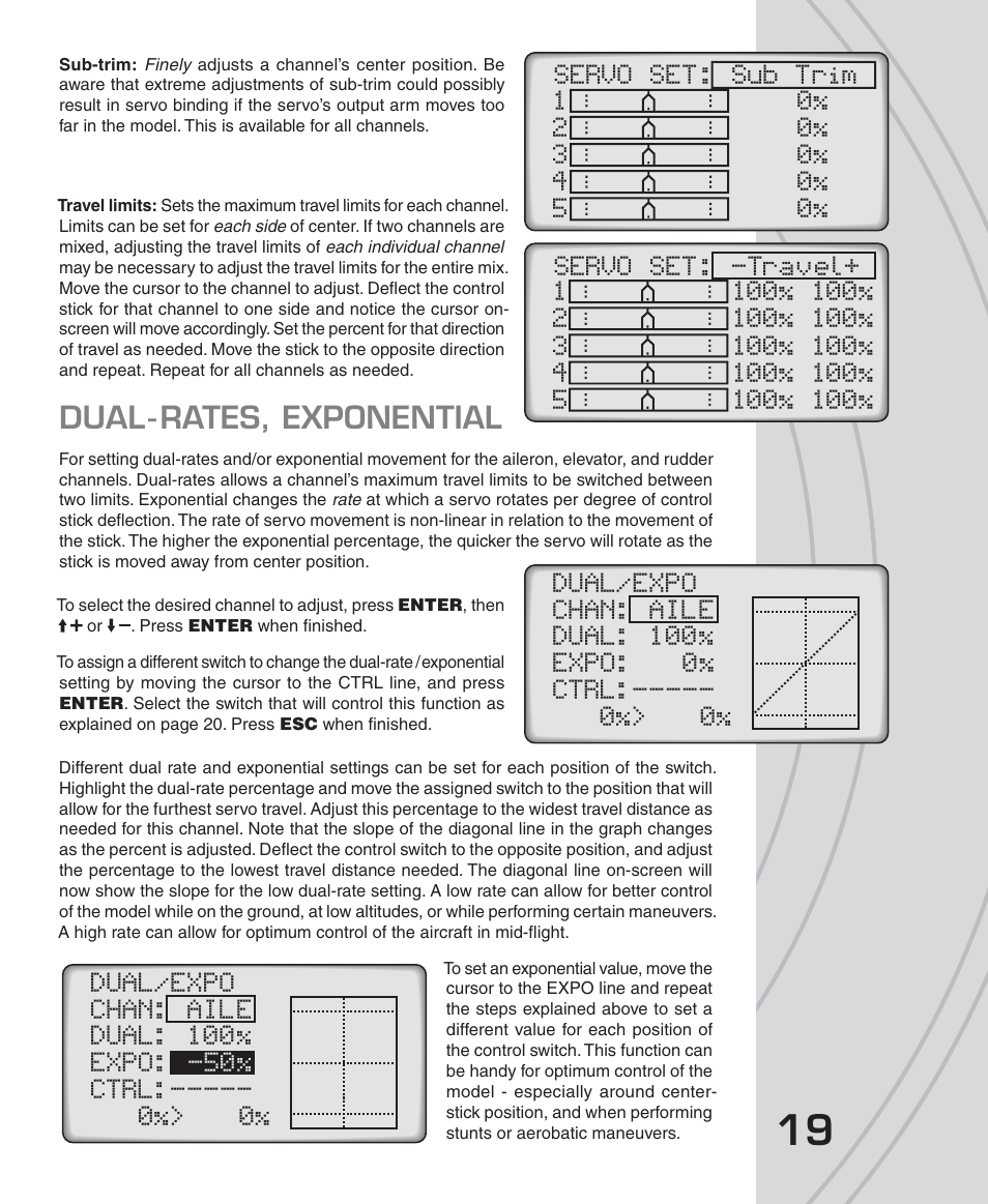 Dual - rates, exponential | Tactic TTX650 6-Ch SLT Computer User Manual | Page 19 / 48