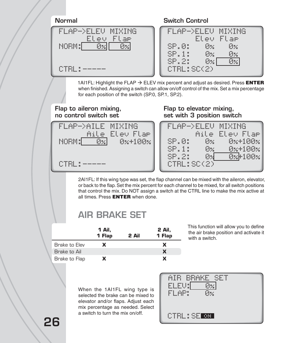 Air brake set | Tactic TTX650 6-Ch SLT Computer User Manual | Page 26 / 48