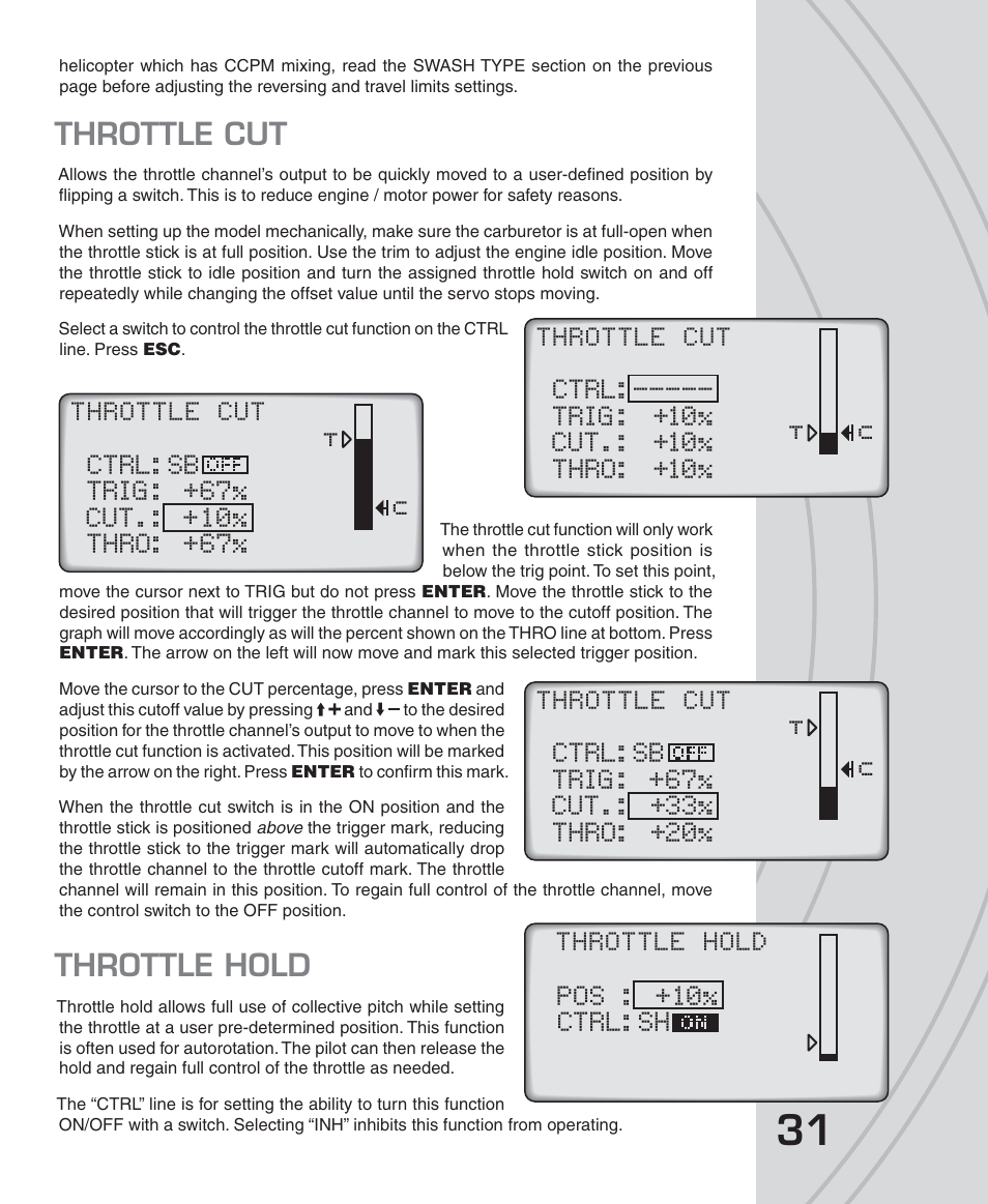 Throttle cut, Throttle hold | Tactic TTX650 6-Ch SLT Computer User Manual | Page 31 / 48