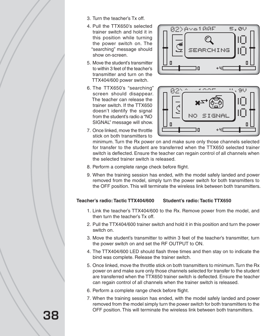 O oo, Searching, No signal | Tactic TTX650 6-Ch SLT Computer User Manual | Page 38 / 48