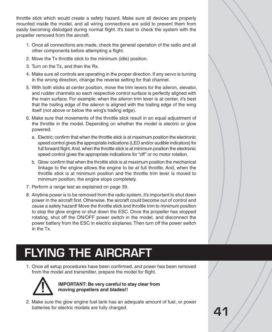 Flying the aircraft | Tactic TTX650 6-Ch SLT Computer User Manual | Page 41 / 48