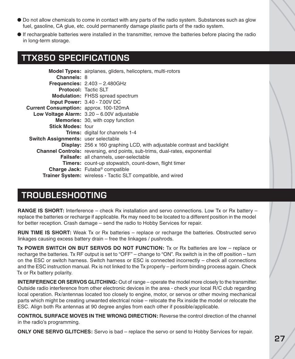 Ttx850 specifications troubleshooting | Tactic TTX850 8-Ch SLT Computer User Manual | Page 27 / 32