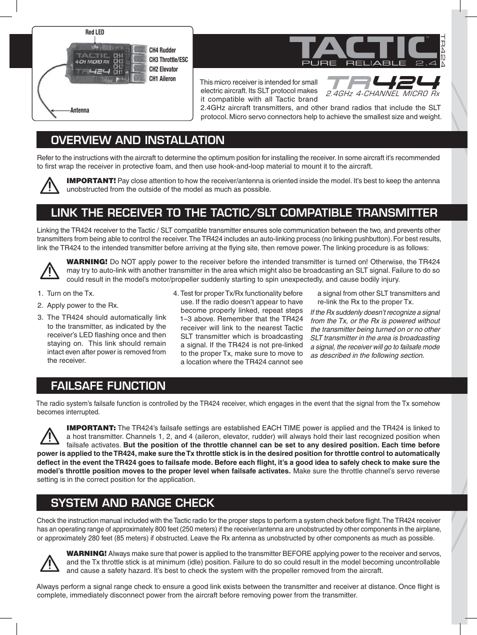 Tactic TR424 4-Ch SLT User Manual | 2 pages