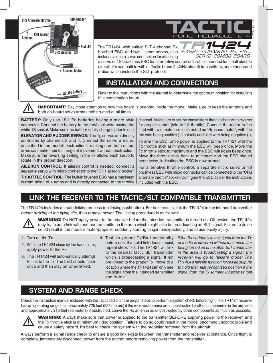 Tactic TR1424 User Manual | 2 pages