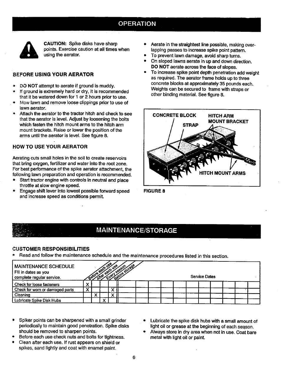 Operation, Maintenance/storage | Craftsman 486.24336 User Manual | Page 6 / 8