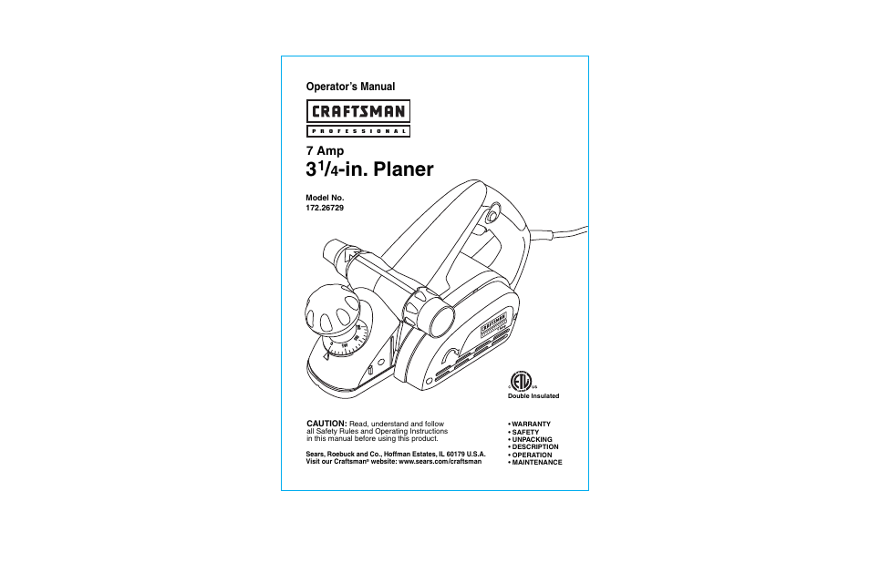 Craftsman 172.26729 User Manual | 13 pages