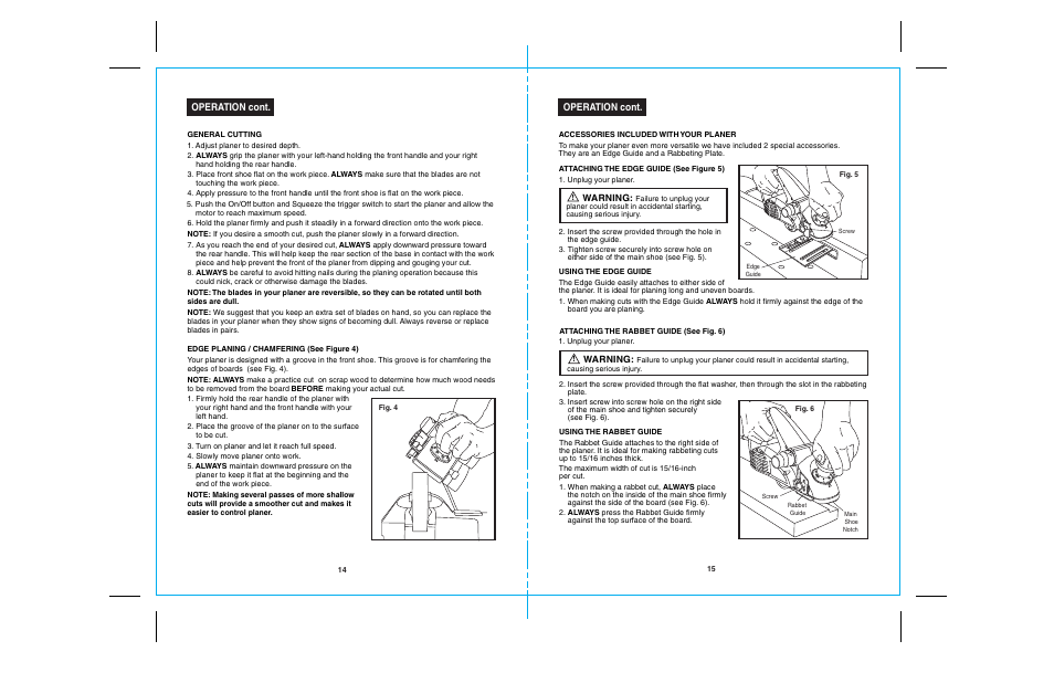 26729 14-15.ai, Operation cont, Warning | Craftsman 172.26729 User Manual | Page 8 / 13