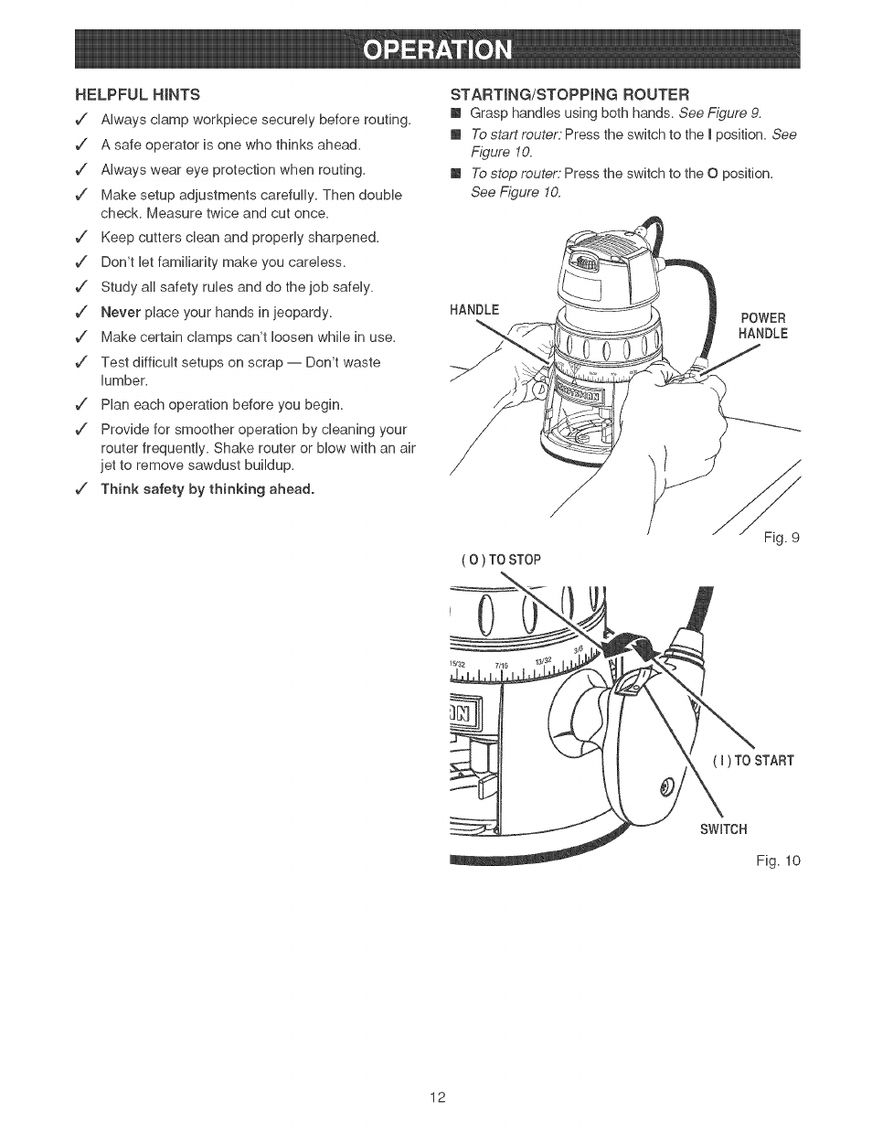 Operatio | Craftsman 315.269210 User Manual | Page 12 / 22