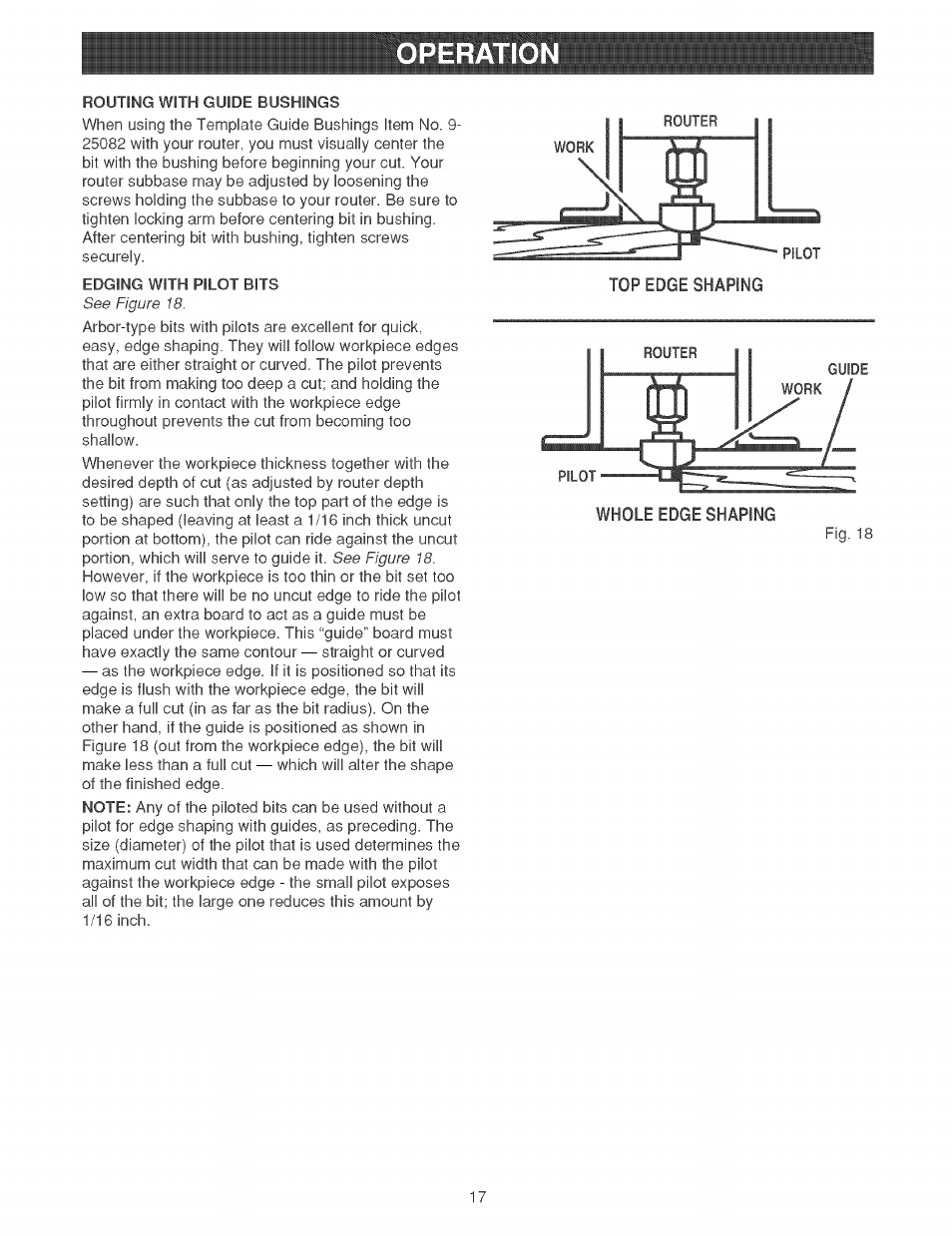 Operatio | Craftsman 315.269210 User Manual | Page 17 / 22