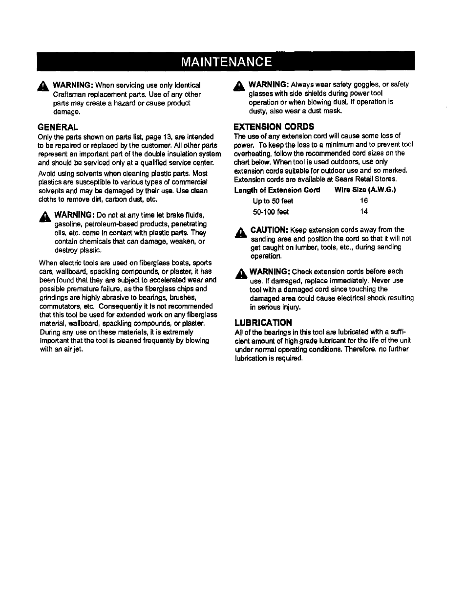 Maintenance | Craftsman 315.115042 User Manual | Page 10 / 14