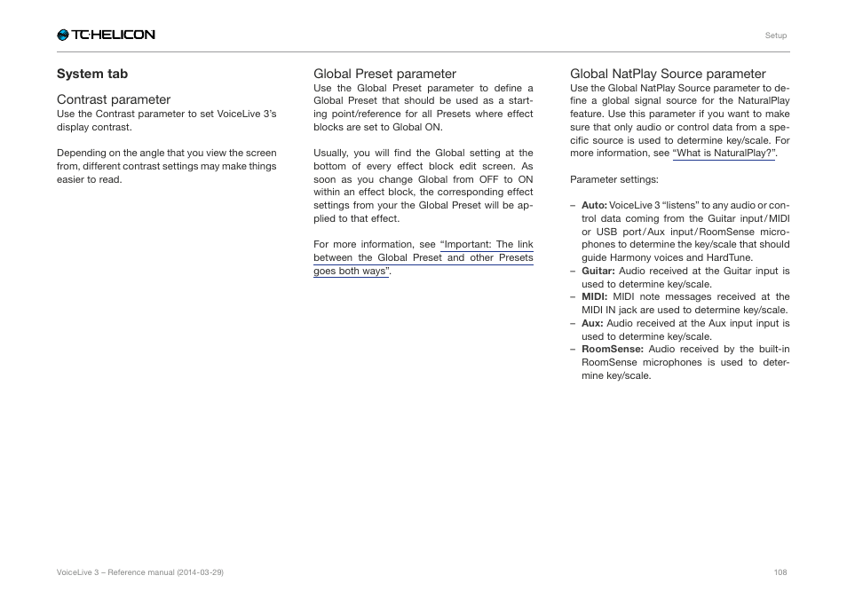 System tab | TC-Helicon VoiceLive 3 - Reference Manual User Manual | Page 110 / 127