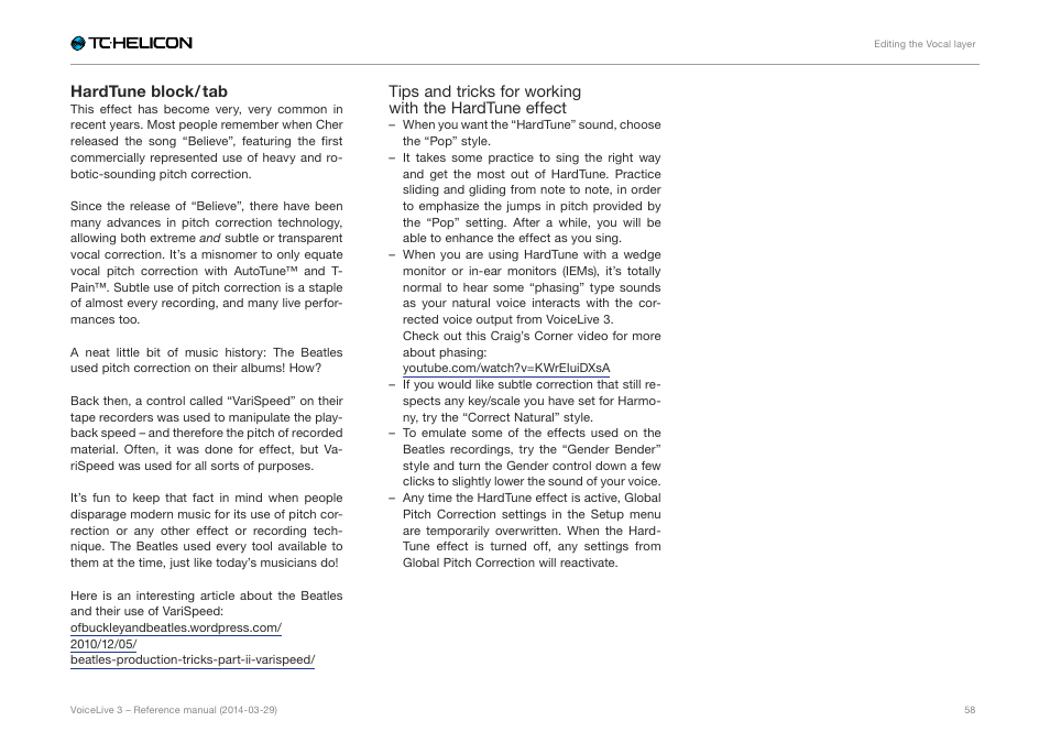 Hardtune block / tab | TC-Helicon VoiceLive 3 - Reference Manual User Manual | Page 60 / 127