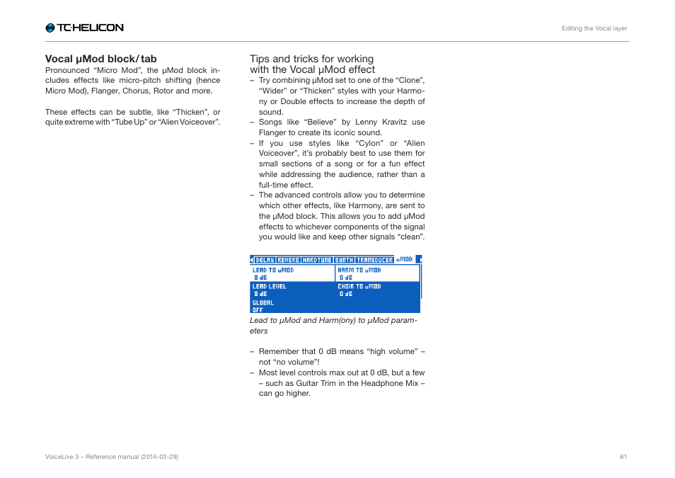 Vocal µmod block / tab | TC-Helicon VoiceLive 3 - Reference Manual User Manual | Page 63 / 127