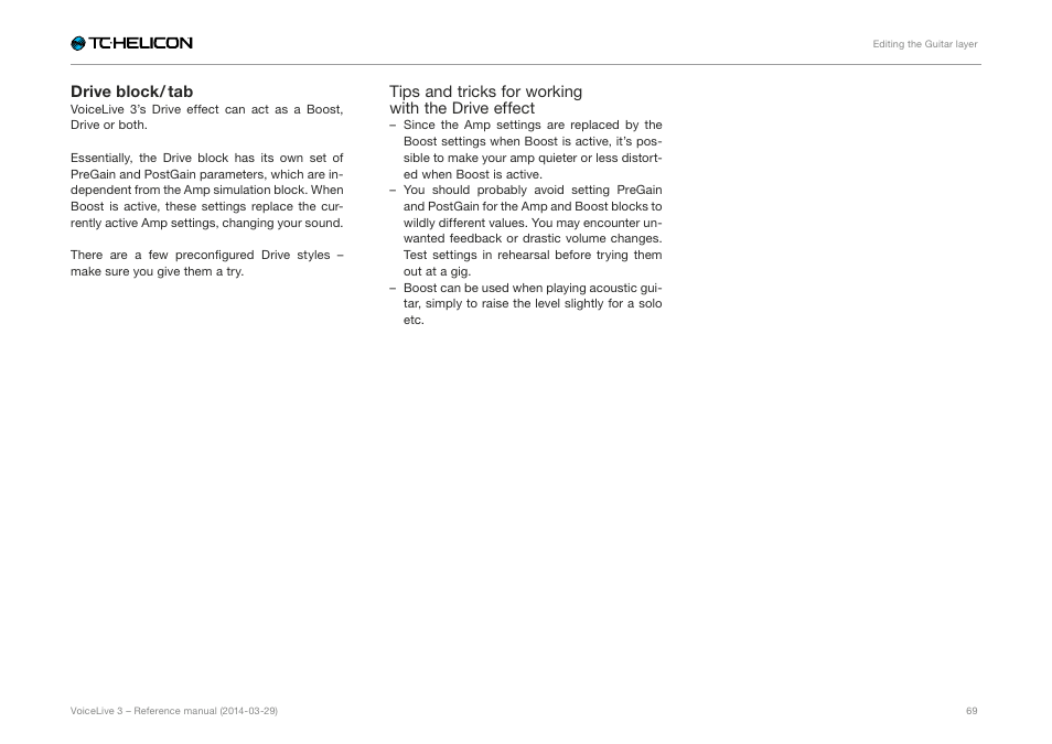 Drive block / tab | TC-Helicon VoiceLive 3 - Reference Manual User Manual | Page 71 / 127