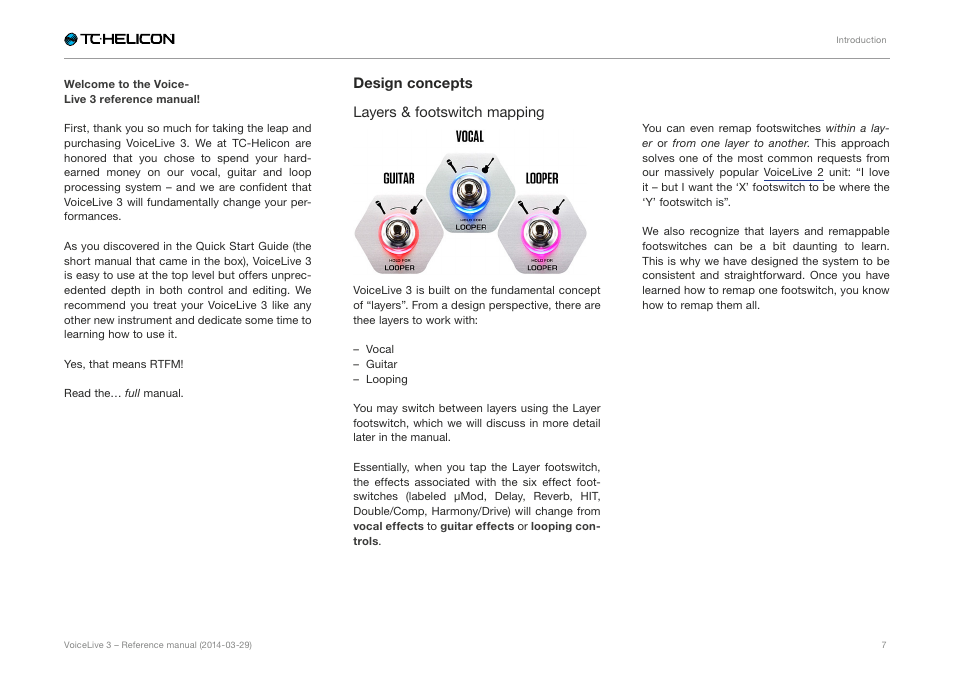 Design concepts | TC-Helicon VoiceLive 3 - Reference Manual User Manual | Page 9 / 127