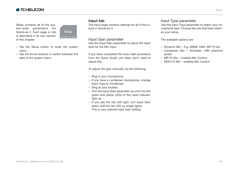 Input tab | TC-Helicon VoiceLive 3 - Reference Manual User Manual | Page 92 / 127