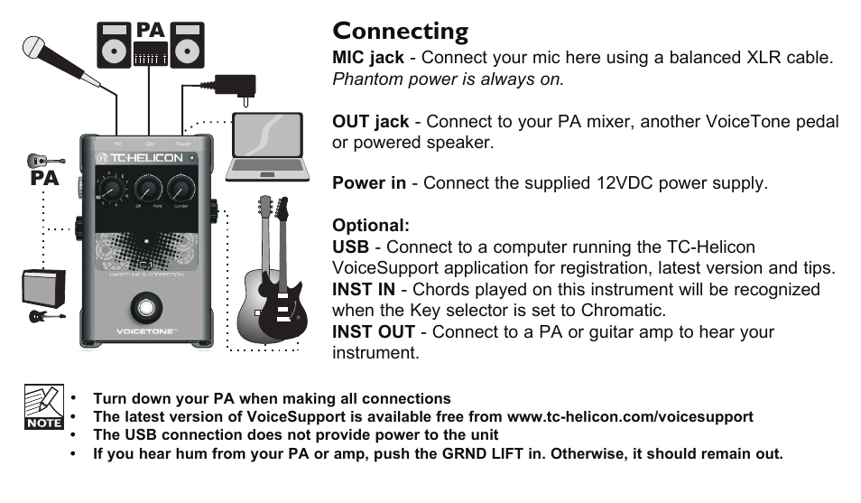 Connecting | TC-Helicon VoiceTone C1 Manual User Manual | Page 6 / 11