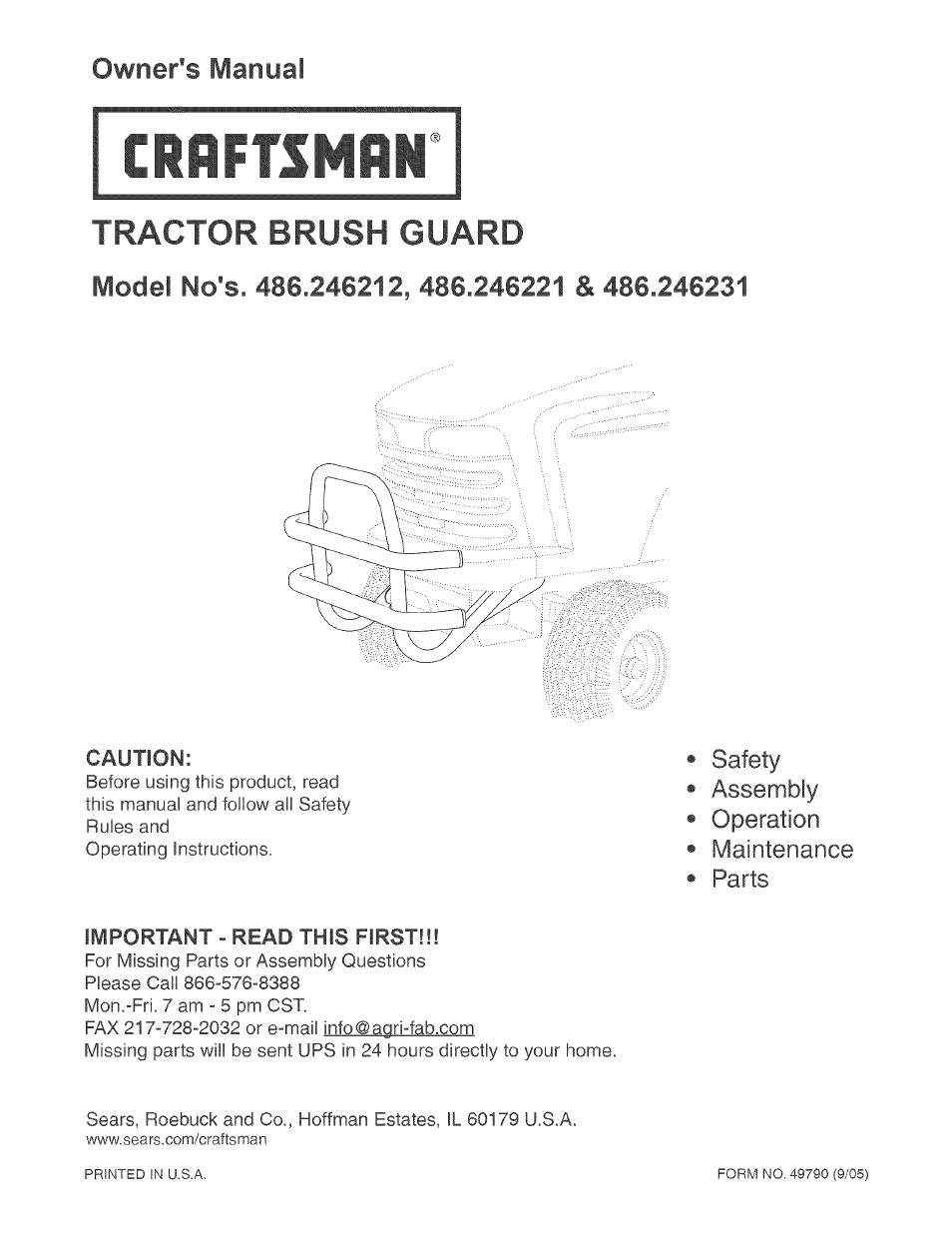 Craftsman 486.246212 User Manual | 8 pages