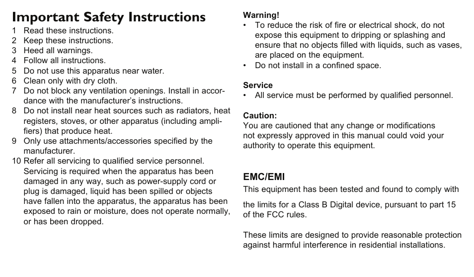 Important safety instructions | TC-Helicon VoiceTone D1 Manual User Manual | Page 2 / 12