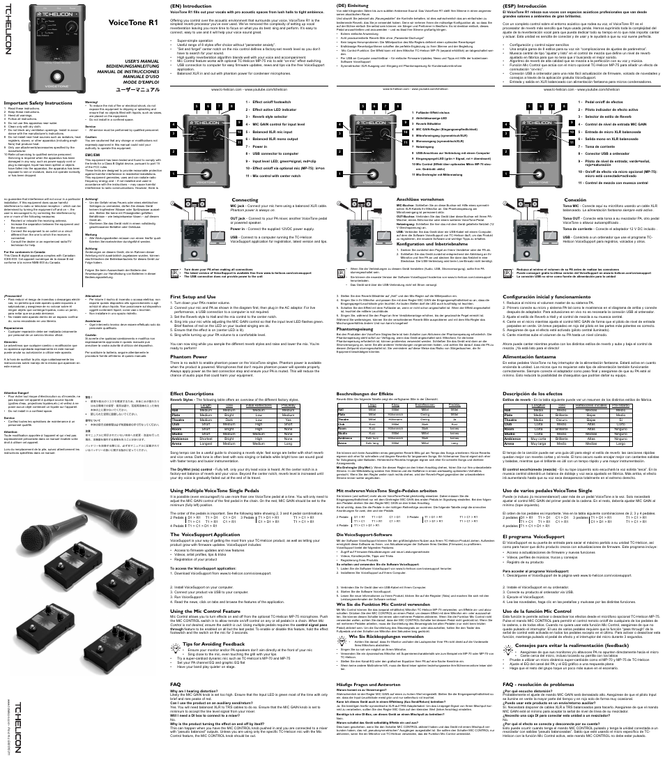TC-Helicon VoiceTone R1 Manual User Manual | 2 pages