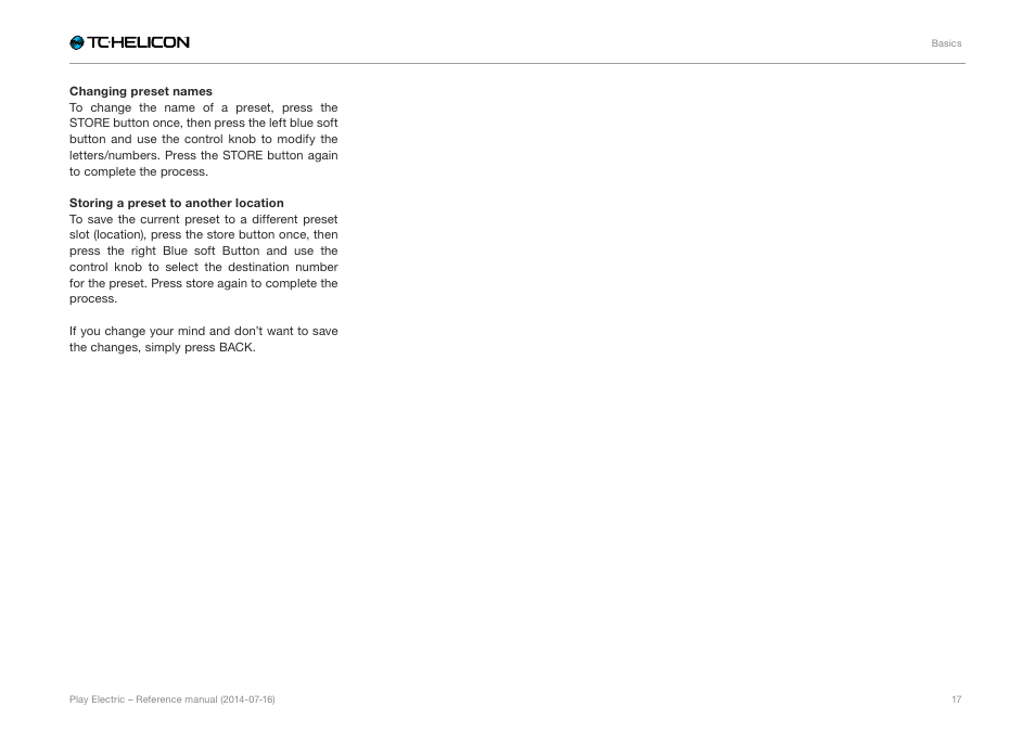 TC-Helicon Play Electric - Reference Manual User Manual | Page 19 / 77
