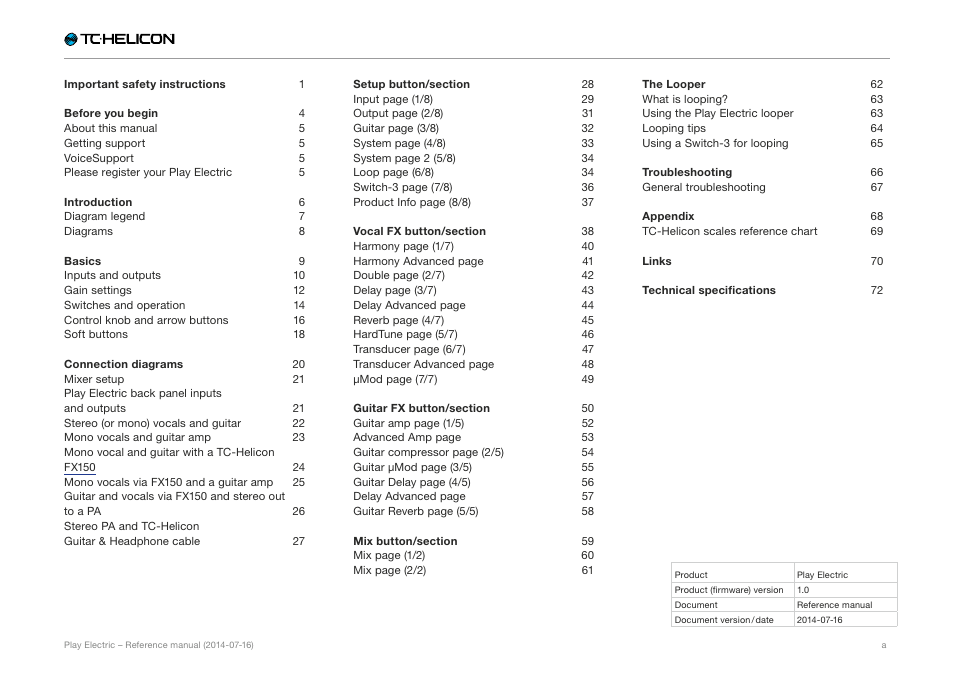 TC-Helicon Play Electric - Reference Manual User Manual | Page 2 / 77