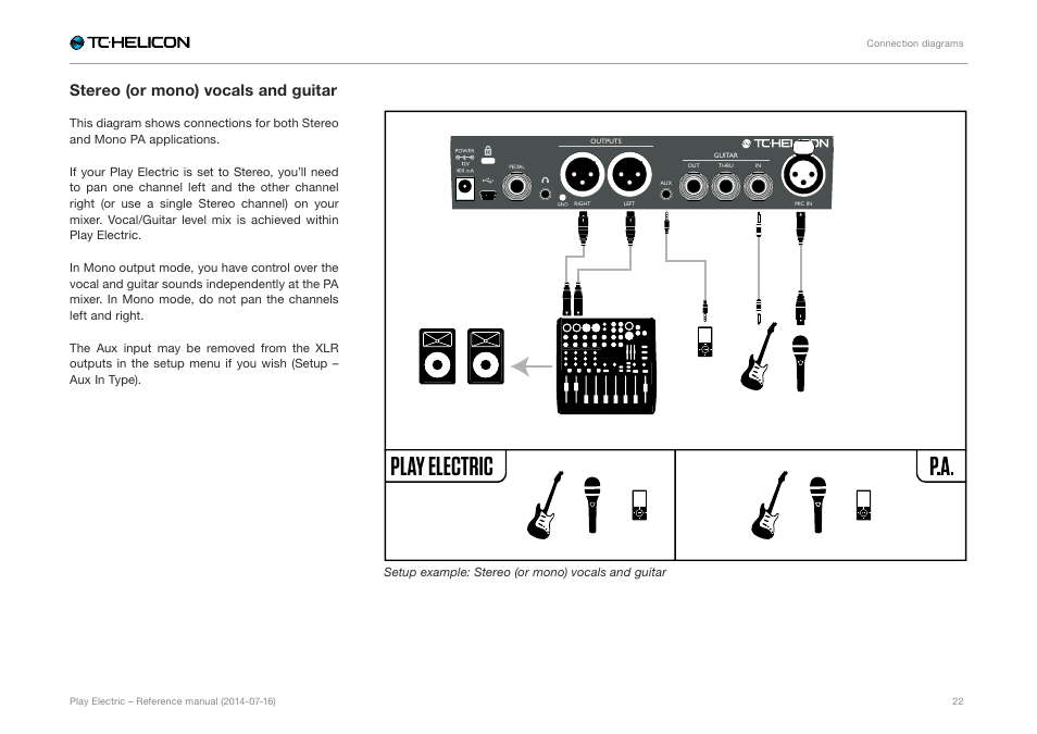 Stereo (or mono) vocals and guitar, Play electric | TC-Helicon Play Electric - Reference Manual User Manual | Page 24 / 77