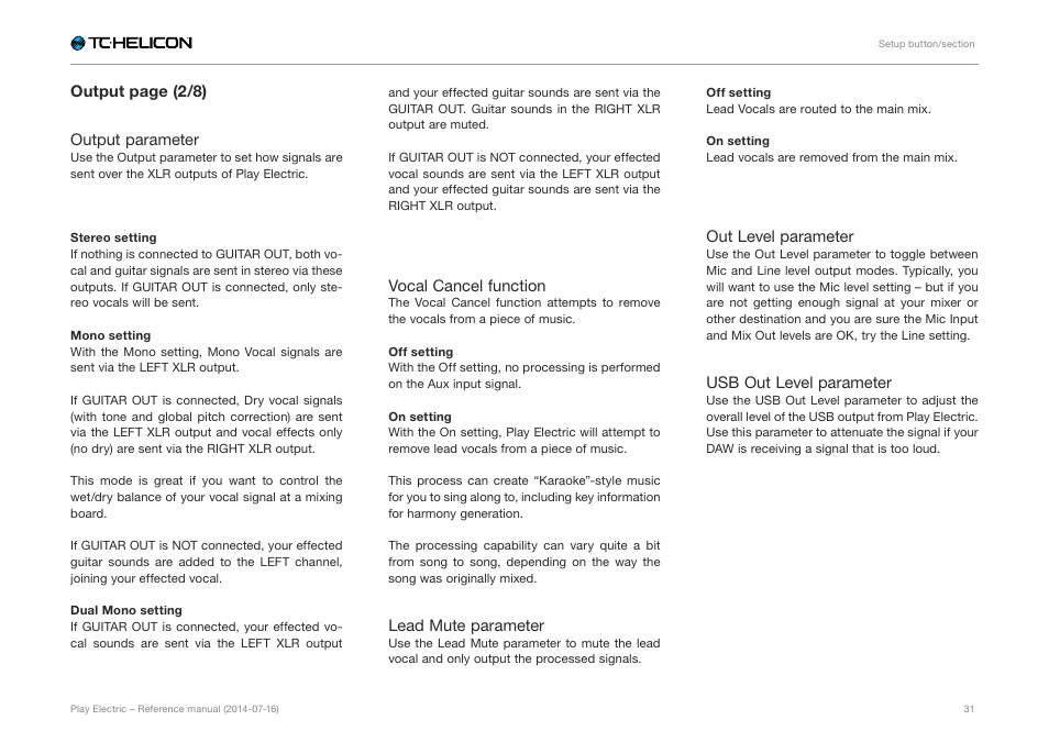 TC-Helicon Play Electric - Reference Manual User Manual | Page 33 / 77