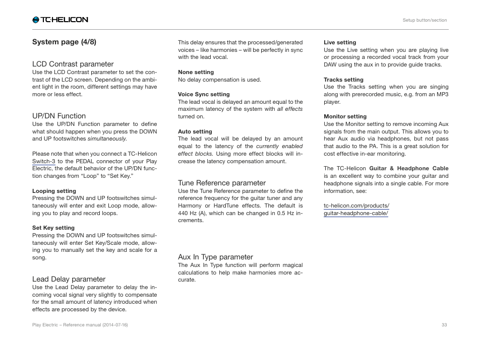 TC-Helicon Play Electric - Reference Manual User Manual | Page 35 / 77