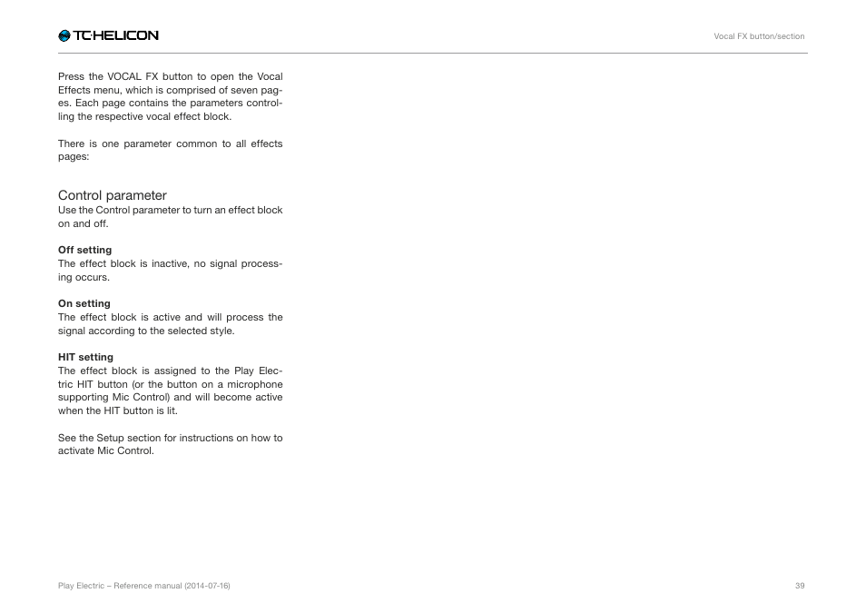 TC-Helicon Play Electric - Reference Manual User Manual | Page 41 / 77