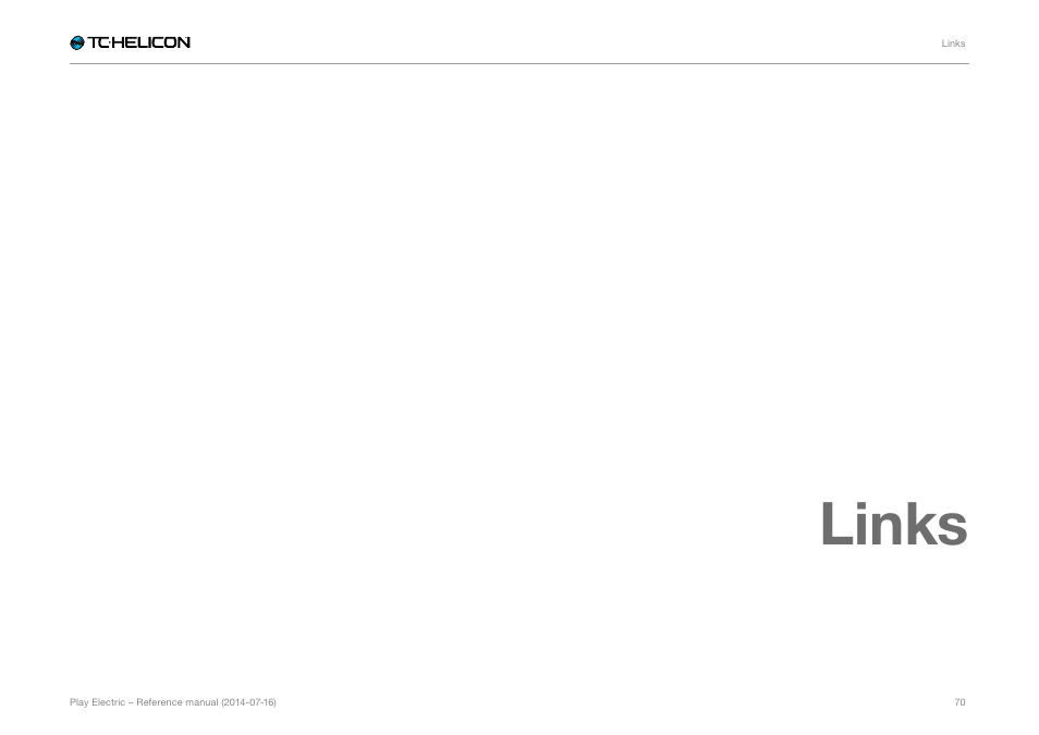 Links | TC-Helicon Play Electric - Reference Manual User Manual | Page 72 / 77