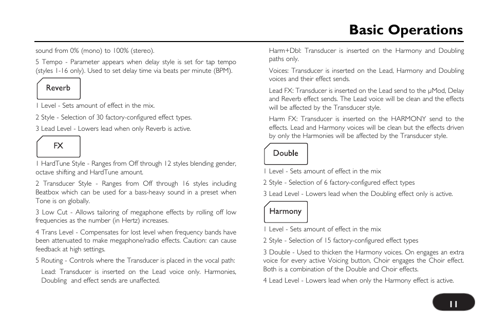 Basic operations | TC-Helicon VoiceLive Touch Quick Start User Manual | Page 11 / 17