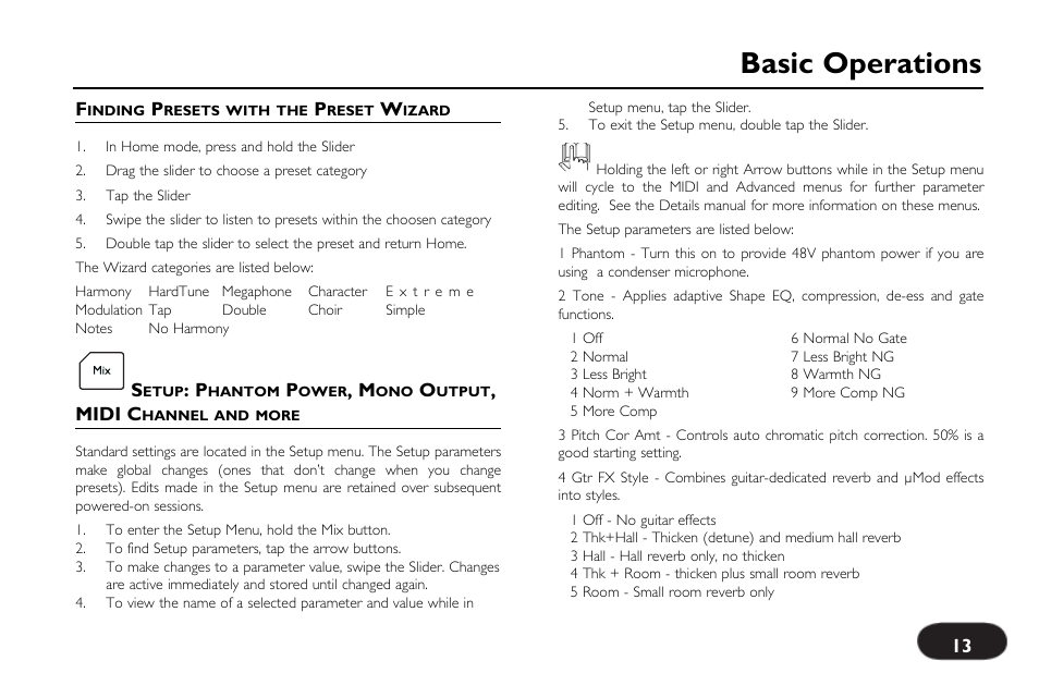 Basic operations | TC-Helicon VoiceLive Touch Quick Start User Manual | Page 13 / 17