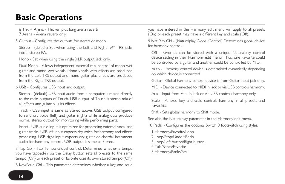 Basic operations | TC-Helicon VoiceLive Touch Quick Start User Manual | Page 14 / 17