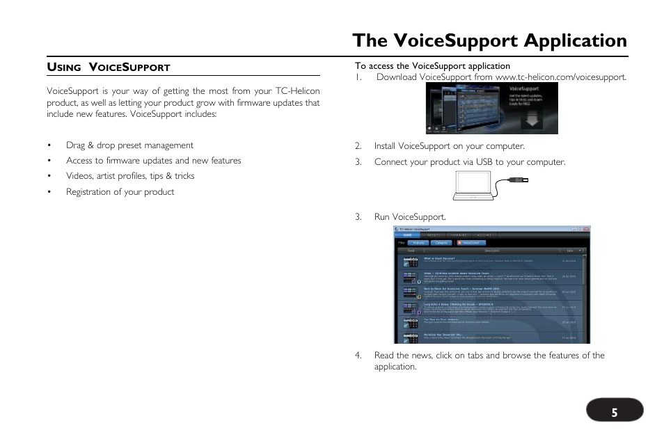 Page head, The voicesupport application | TC-Helicon VoiceLive Touch Quick Start User Manual | Page 5 / 17