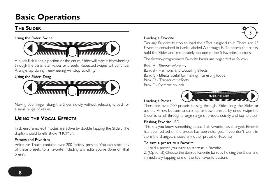 Basic operations | TC-Helicon VoiceLive Touch Quick Start User Manual | Page 8 / 17